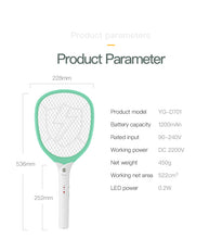 Load image into Gallery viewer, USB 1200mAh Rechargeable Electric fly killer Racket Swatter Zapper