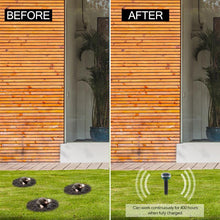 Load image into Gallery viewer, 4 Pack Solar Powered Pest Reject Ultrasonic Sonic Mouse Mole Insect Pest Rodent Repellent LED Light