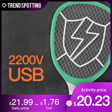 Load image into Gallery viewer, USB 1200mAh Rechargeable Electric fly killer Racket Swatter Zapper