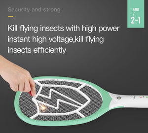 USB 1200mAh Rechargeable Electric fly killer Racket Swatter Zapper