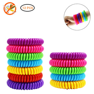 DEET-FREE Mosquito Repellent Bracelet 12pack 100%  All Natural Waterproof Long Lasting Wrist or Ankle Band